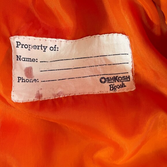 OshKosh Boy's Size 7 Hooded Windbreaker Orange Navy White - Picture 4 of 6